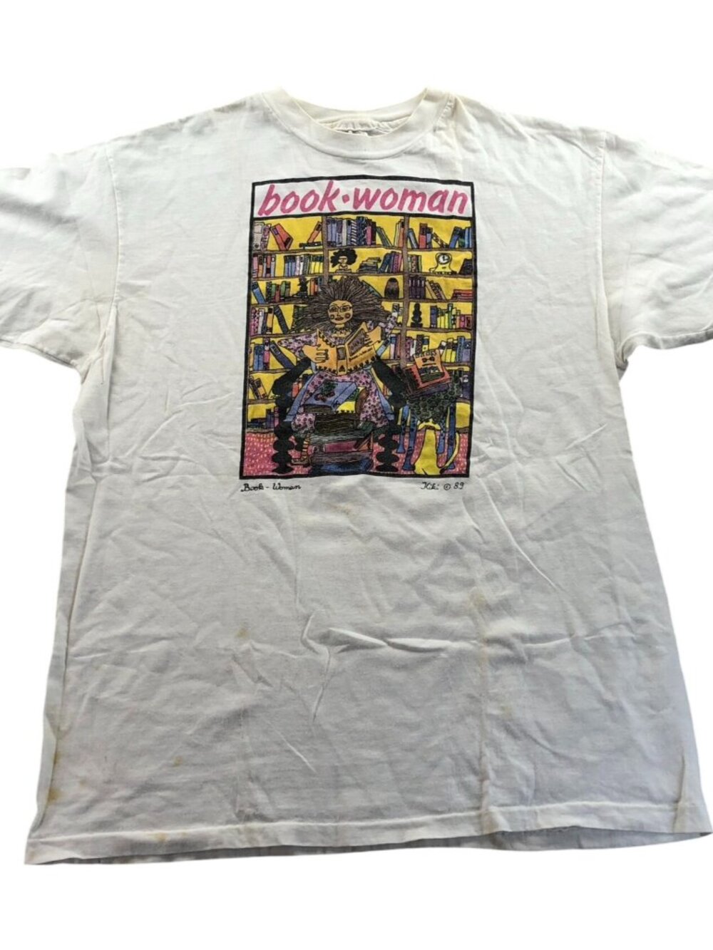 Vintage Single Stitch Hanes Woman's Book Woman T-Shirt XL White